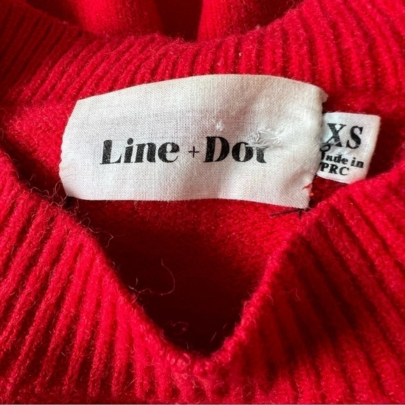 ANTHROPOLOGIE Line & Dot Ruffle Red Sweater - Picture 2 of 6